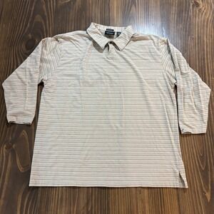 GREG NORMAN COLLECTION Mens Polo Shirt XXL Beige Stripe Mercerized Golf  Top